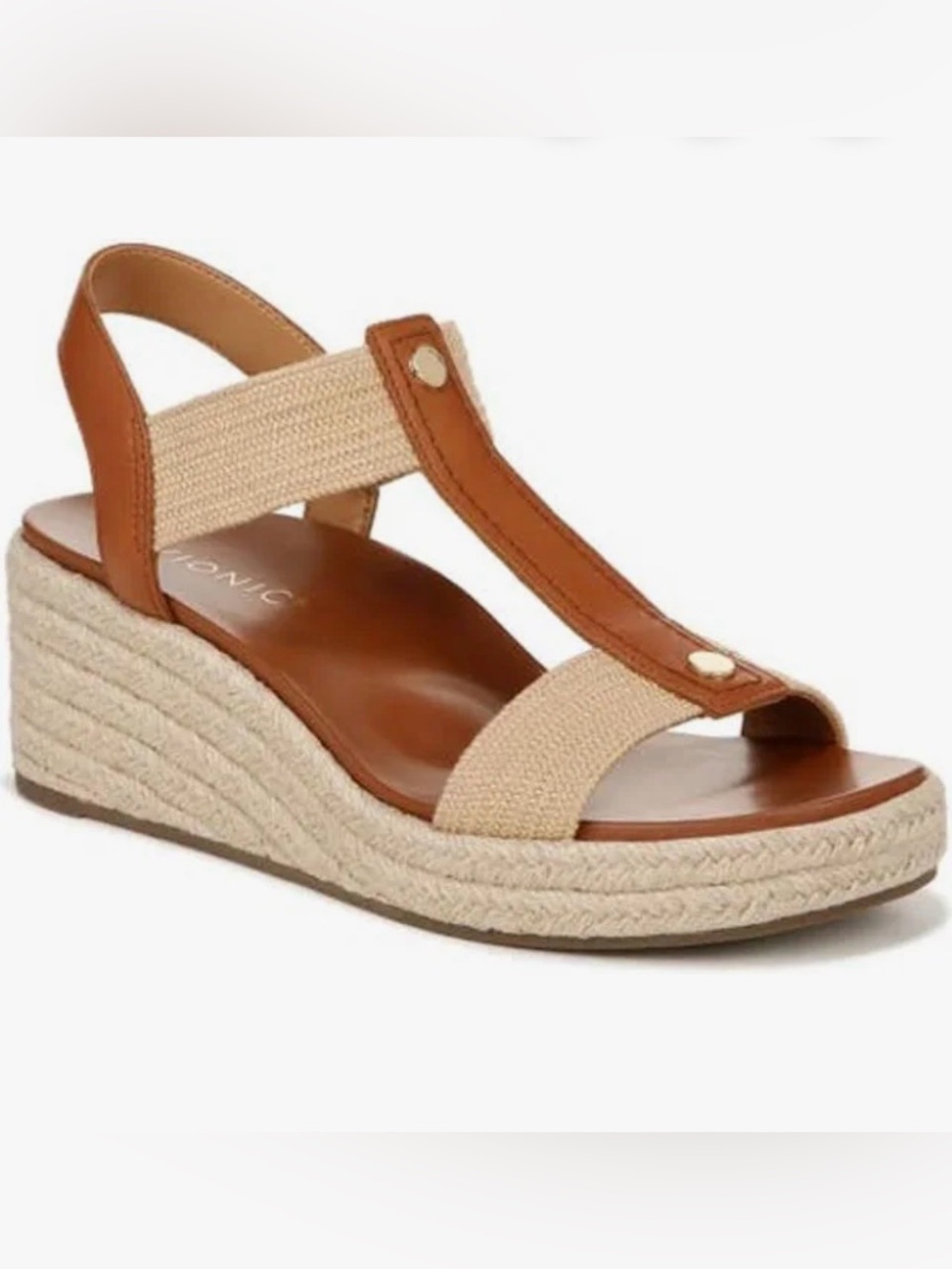 EUC Vionic Espadrille Wedge Sandals - Tan and Natural Size 8